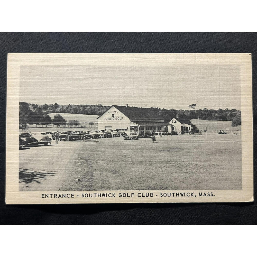 Rare Vintage 1940s Southwick Mass Golf Course RPPC Classic Cars Postcard Photo